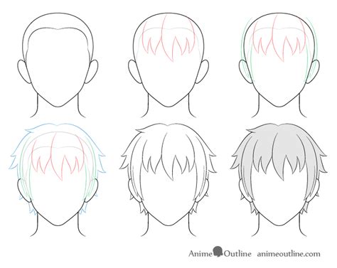 anime hair drawing step by.